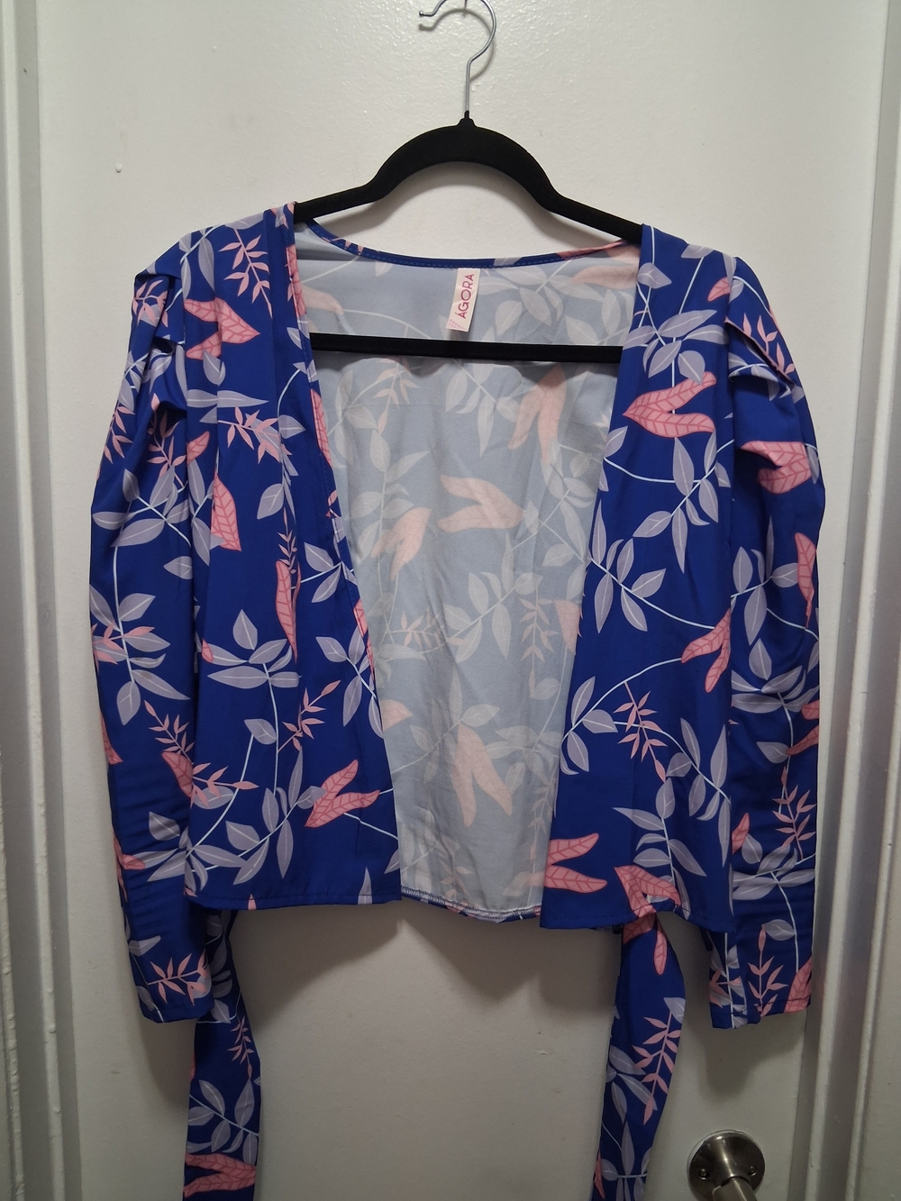 Agora Blue Floral Tie-Waist Blazer